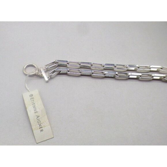 Etienne Aigner 2 strand link chain Silver-tone toggle bracelet, OS - Picture 2 of 6